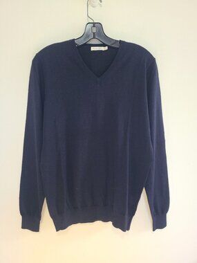 Suitsupply Merino Wool Navy V-Neck Sweater size M